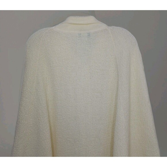 Anthony Richards Ivory Knit Cape Cardigan Sweater with Fringe, Size X Feminine - Picture 9 of 11